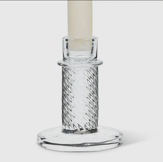 Glass Swirl Taper Candle Holder