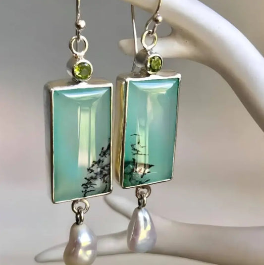 Vintage Opal and Pearl Style Earrings