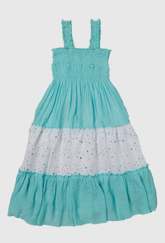Soft Cotton Maxi Dress in Fresh Aqua Color